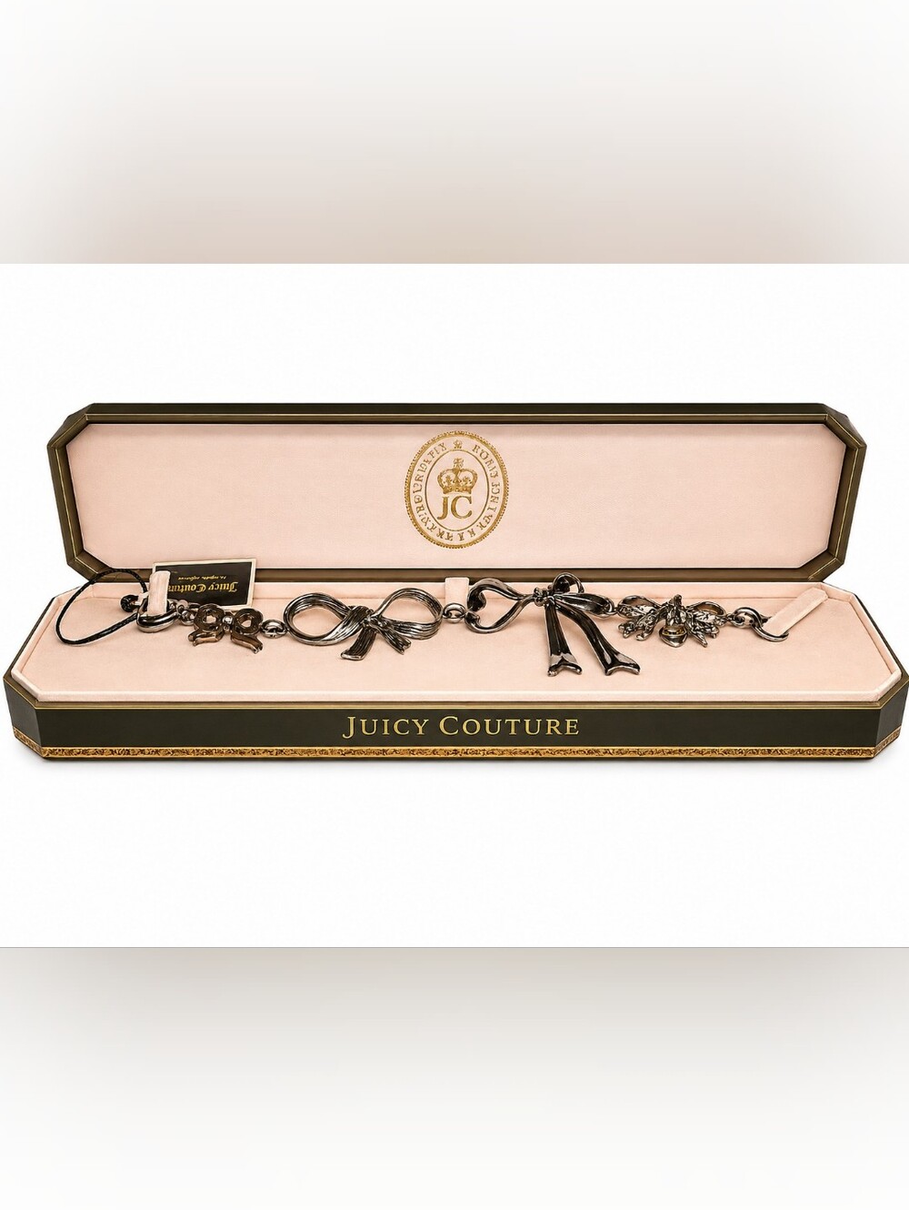 Juicy Couture Y2K Multi-Bow Charm Bracelet-Keychain-Bag Charm